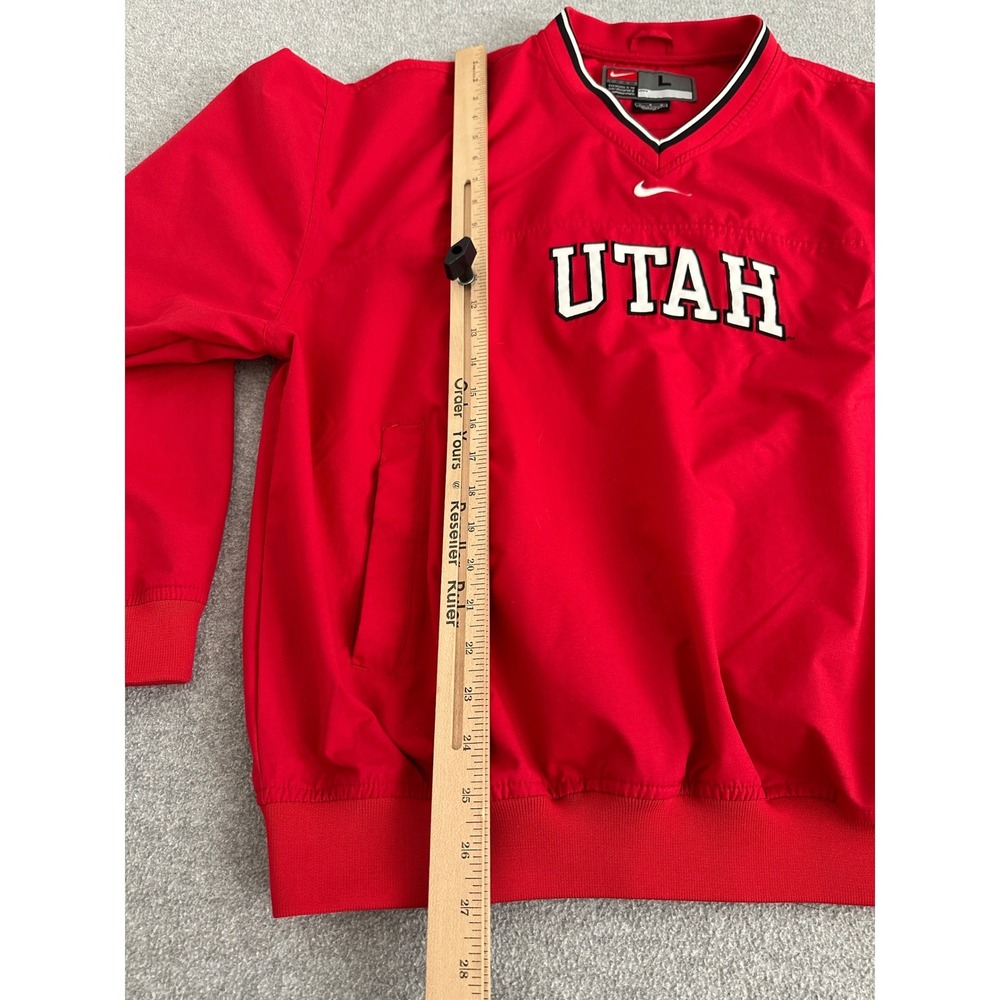 Vintage Utah Utes Windbreaker Pullover Jacket Large Red V-Neck Nike Team NCAA - Picture 8 of 9